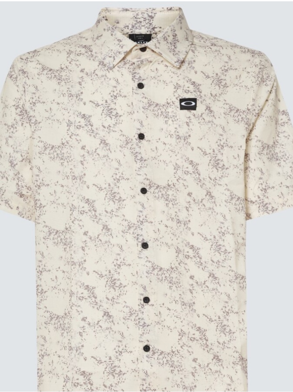 Mens Oakley Sand Camo Woven Button Up Short Sleeve Shirt Size Large Like New